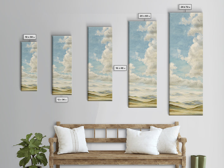 Calming Landscape with Open Sky and Gentle Canvas Print, Waiting Room Art, Statement Artwork, Waiting Room Decor, Oil Painting, WRA-1x3-13