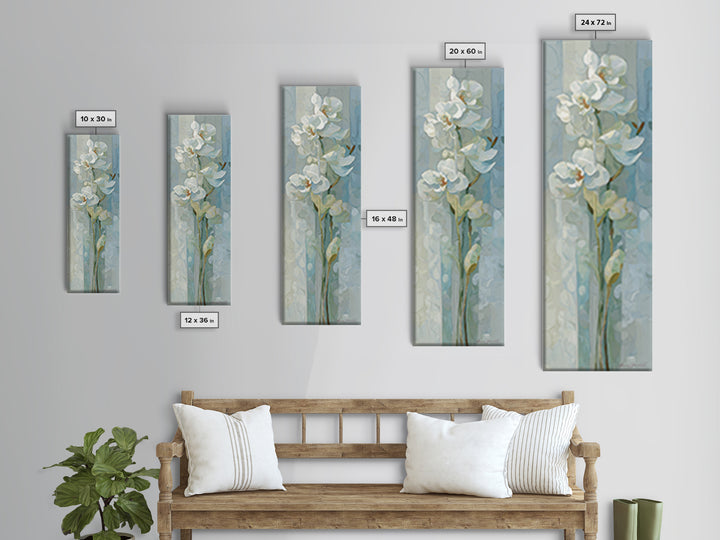 White Orchid on Light Gray Ground Framed Canvas Print, Waiting Room Art, Art, Waiting Room Decor, Fine Art, Calm, Bauhaus Print, WRA-1x3-19