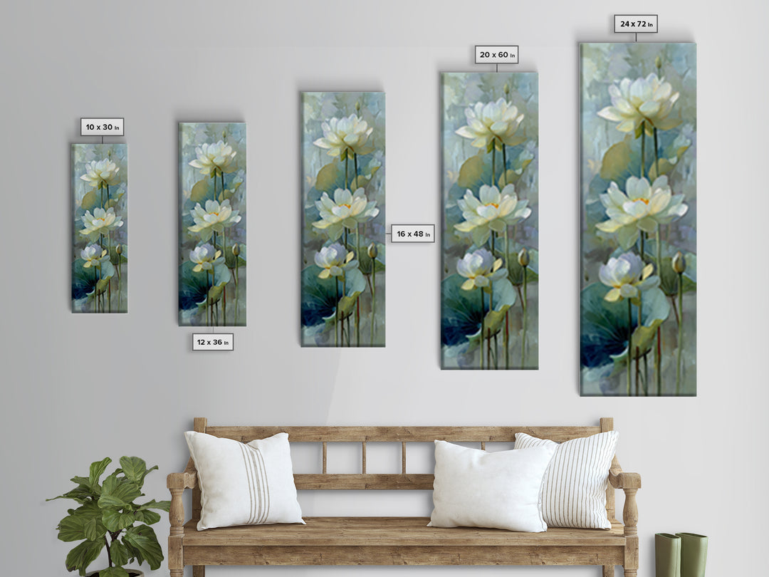 Lotus Flower on Still Water Canvas Print, Waiting Room Art, Printable Wall Art, Waiting Room Decor, Watercolor Art, Calm, WRA-1x3-27