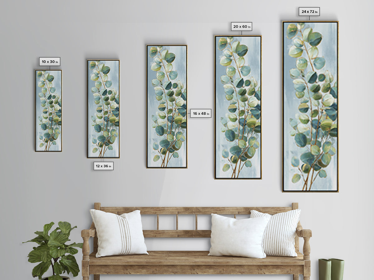 Clean Eucalyptus Leaf Study Framed Canvas Print, Waiting Room Art, Modern Decor, Waiting Room Decor, Fine Art, Calm, Home Decor, WRA-1x3-29