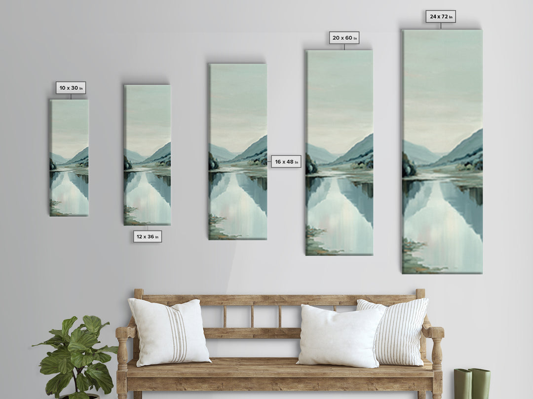 Peaceful Lake Reflection at Dawn Canvas Print, Waiting Room Art, Printable Wall Art, Waiting Room Decor, Oil Painting, Calm, WRA-1x3-40