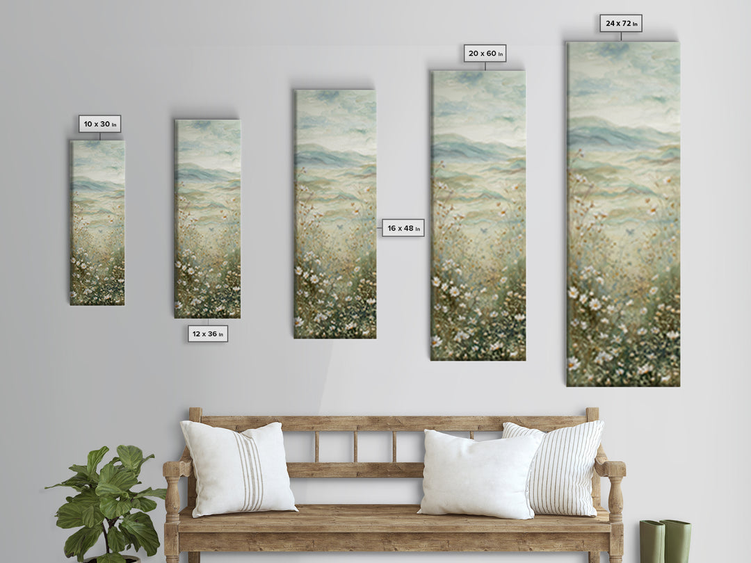Sunlit Meadow with Wildflowers Canvas Print, Waiting Room Art, Contemporary Art, Waiting Room Decor, Oil Painting, Calm, WRA-1x3-44
