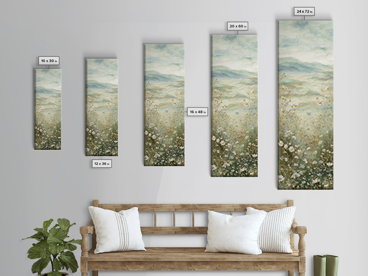 Sunlit Meadow with Wildflowers Canvas Print, Waiting Room Art, Contemporary Art, Waiting Room Decor, Oil Painting, Calm, WRA-1x3-44