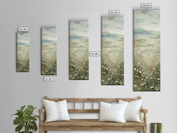 Sunlit Meadow with Wildflowers Canvas Print, Waiting Room Art, Contemporary Art, Waiting Room Decor, Oil Painting, Calm, WRA-1x3-44