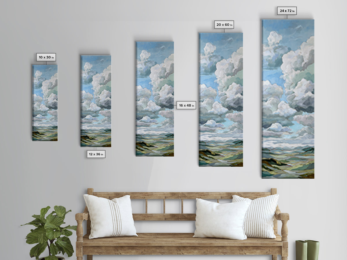 Large Cloudscape with Hopeful Light Framed Canvas Print, Waiting Room Art, Home Decor, Waiting Room Decor, Fine Art, Calm, WRA-1x3-52