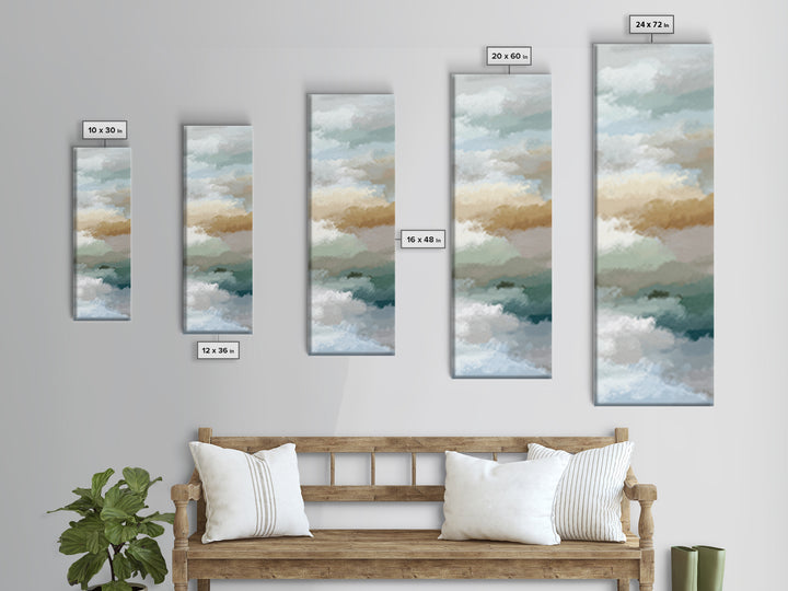 Pastel Rainbow Shapes for Pediatric Spaces Framed Canvas Print, Waiting Room Art, Soundwave Art, Waiting Room Decor, WRA-1x3-54