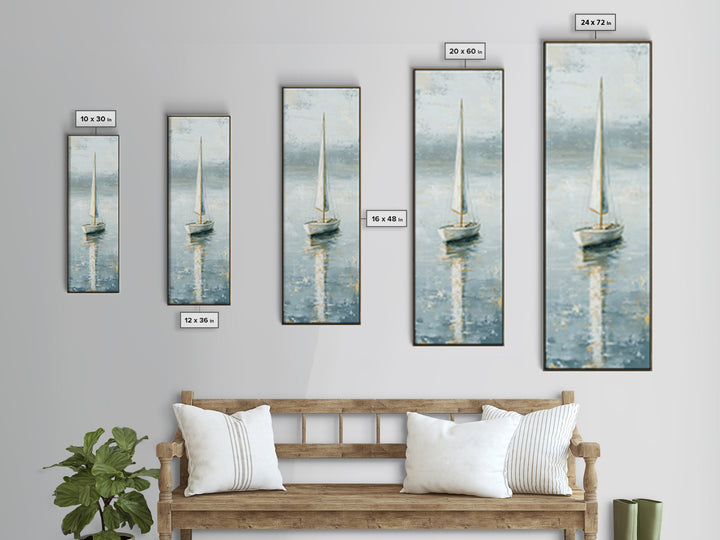 Quiet Sailboat on Calm Water Canvas Print, Waiting Room Art, Contemporary Art, Waiting Room Decor, Calm, Living Room Wall Art, WRA-1x3-7