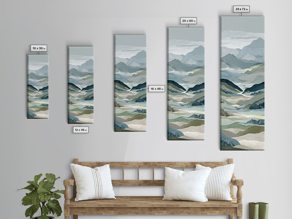 Simple Mountain Layers Framed Canvas Print, Waiting Room Art, Fine Art, Waiting Room Decor, Calm, Minimalist Decor, WRA-1x3-74