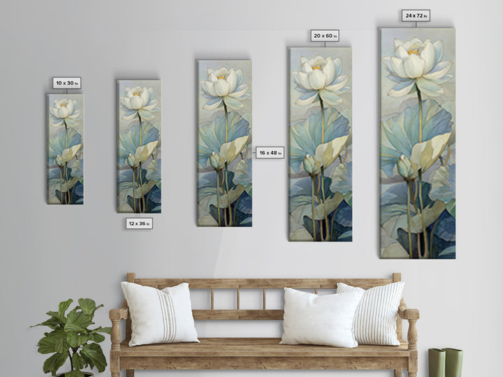 Lotus Flower on Still Water Framed Canvas Print, Waiting Room Art, Digital Art Print, Waiting Room Decor, Oil Painting, Calm, WRA-1x3-75