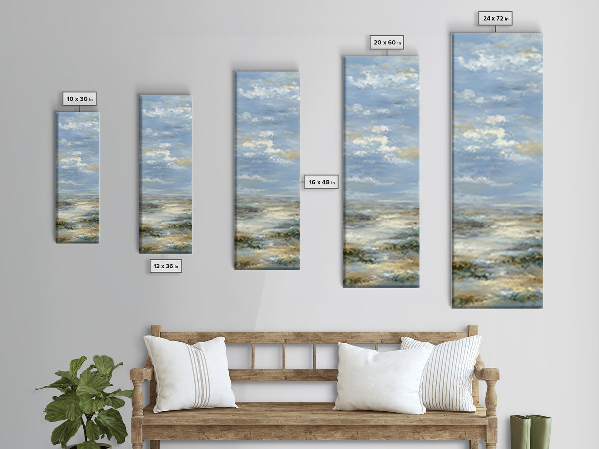 Large Cloudscape with Hopeful Light Framed Canvas Print, Waiting Room Art, Floral Wall Art, Waiting Room Decor, Oil Painting, WRA-1x3-76