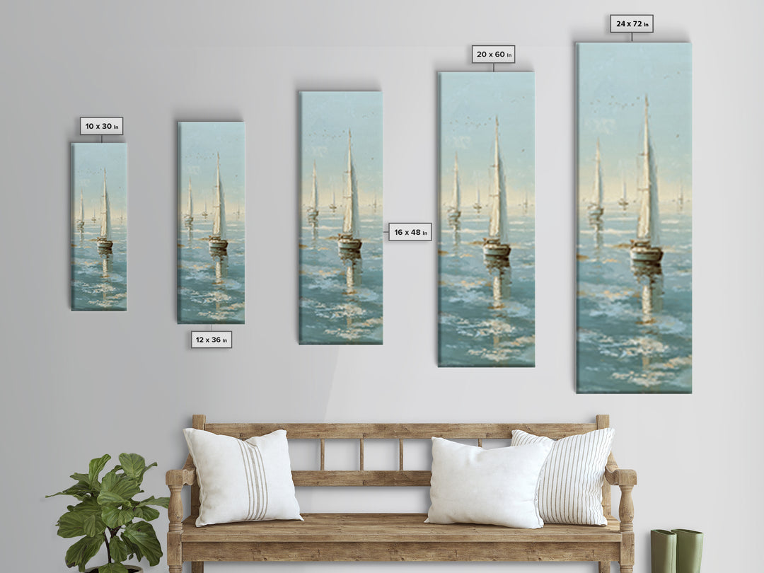 Quiet Sailboat on Calm Water Framed Canvas Print, Waiting Room Art, Office Wall Decor, Waiting Room Decor, Fine Art, Calm, WRA-1x3-79