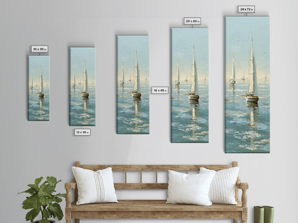 Quiet Sailboat on Calm Water Framed Canvas Print, Waiting Room Art, Office Wall Decor, Waiting Room Decor, Fine Art, Calm, WRA-1x3-79