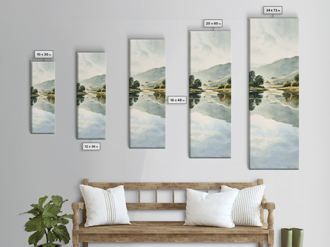 Peaceful Lake Reflection at Dawn Canvas Print, Waiting Room Art, Minimalist Wall Art, Waiting Room Decor, Fine Art, Calm, WRA-1x3-88