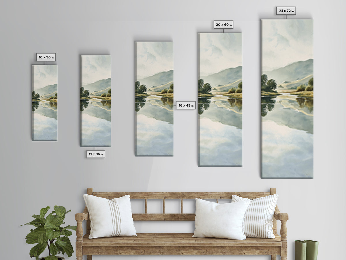 Peaceful Lake Reflection at Dawn Canvas Print, Waiting Room Art, Minimalist Wall Art, Waiting Room Decor, Fine Art, Calm, WRA-1x3-88