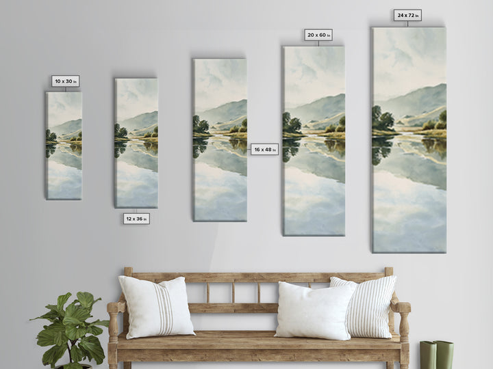 Peaceful Lake Reflection at Dawn Canvas Print, Waiting Room Art, Minimalist Wall Art, Waiting Room Decor, Fine Art, Calm, WRA-1x3-88