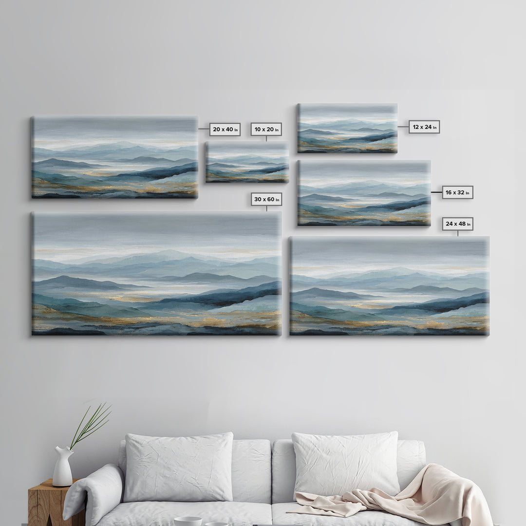Simple Mountain Layers Framed Canvas Print, Waiting Room Art, Art Print, Waiting Room Decor, Fine Art, Calm, Abstract Art, WRA-2x1-10