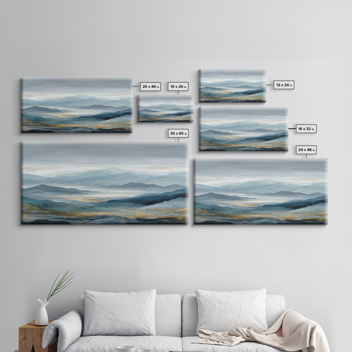 Simple Mountain Layers Framed Canvas Print, Waiting Room Art, Art Print, Waiting Room Decor, Fine Art, Calm, Abstract Art, WRA-2x1-10
