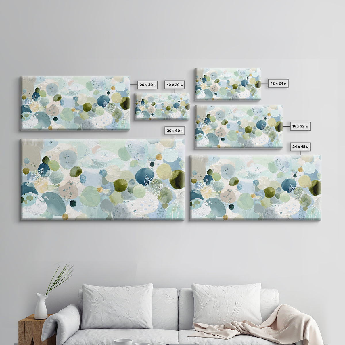 Pastel Rainbow Shapes for Pediatric Spaces Framed Canvas Print, Waiting Room Art, Fine Art Print, Waiting Room Decor, WRA-2x1-14