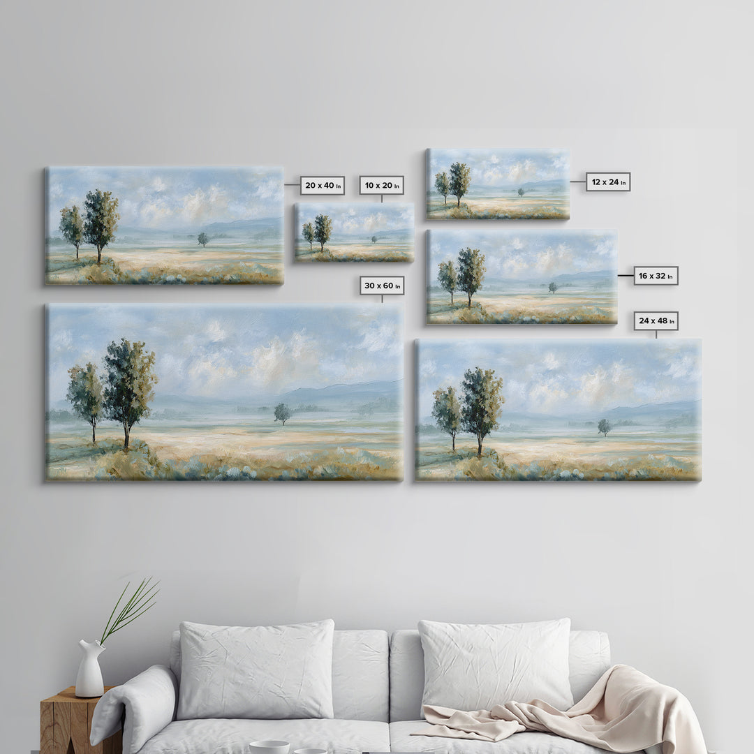 Open Field with Distant Tree Framed Canvas Print, Waiting Room Art, Therapy Office Decor, Waiting Room Decor, Fine Art, Calm, WRA-2x1-19