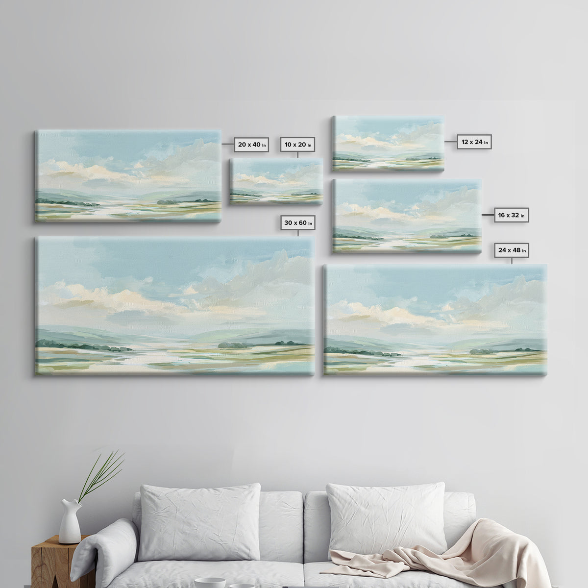 Calming Landscape with Open Sky and Gentle Canvas Print, Waiting Room Art, Wall Art, Waiting Room Decor, Fine Art, Calm, WRA-2x1-21