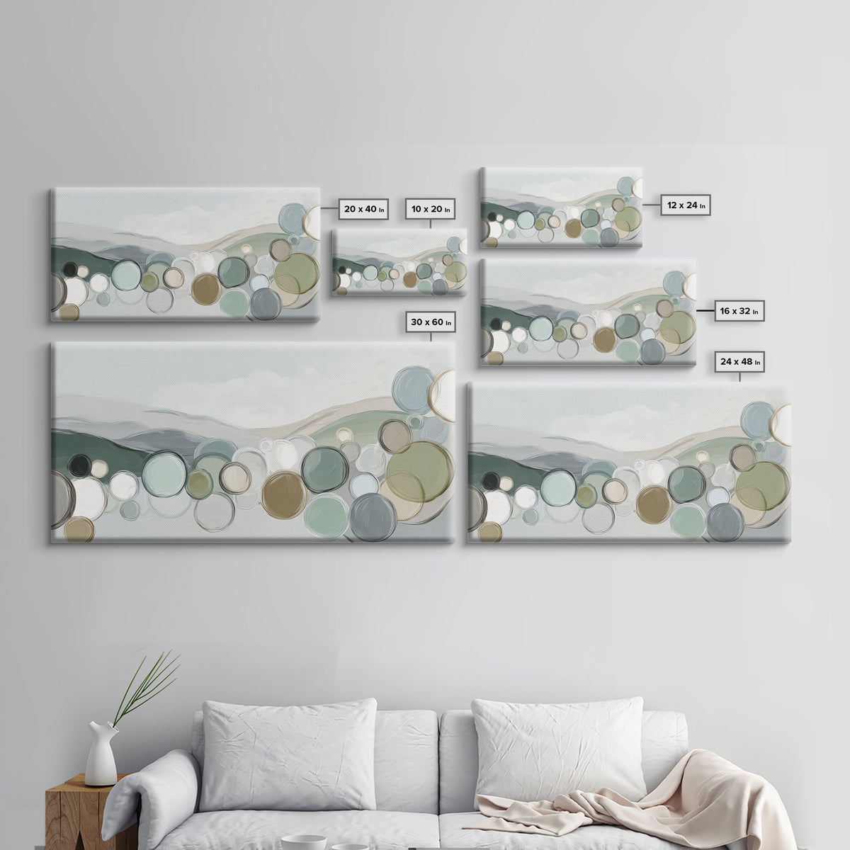 Abstract Circles Suggesting Calm Movement Framed Canvas Print, Waiting Room Art, Luxury Decor, Waiting Room Decor, Calm, WRA-2x1-30