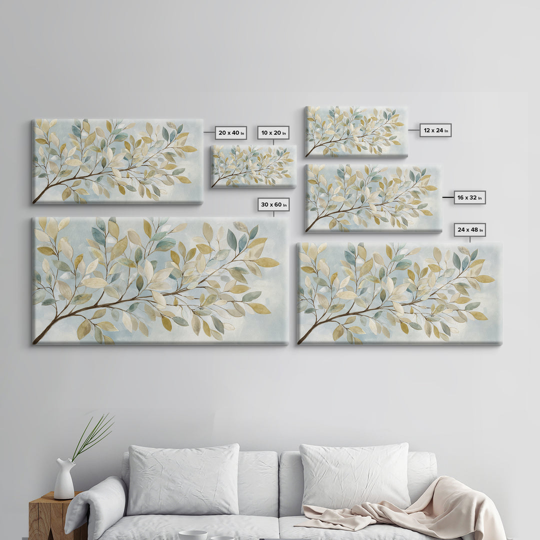 Neutral Botanical Branch Canvas Print, Waiting Room Art, Living Room Wall Art, Waiting Room Decor, Watercolor Art, Calm, WRA-2x1-47