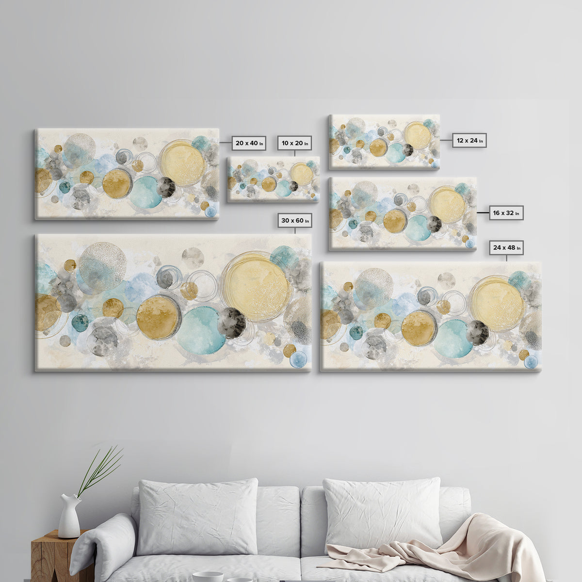 Abstract Circles Suggesting Calm Movement Framed Canvas Print, Waiting Room Art, Luxury Decor, Waiting Room Decor, Calm, WRA-2x1-6