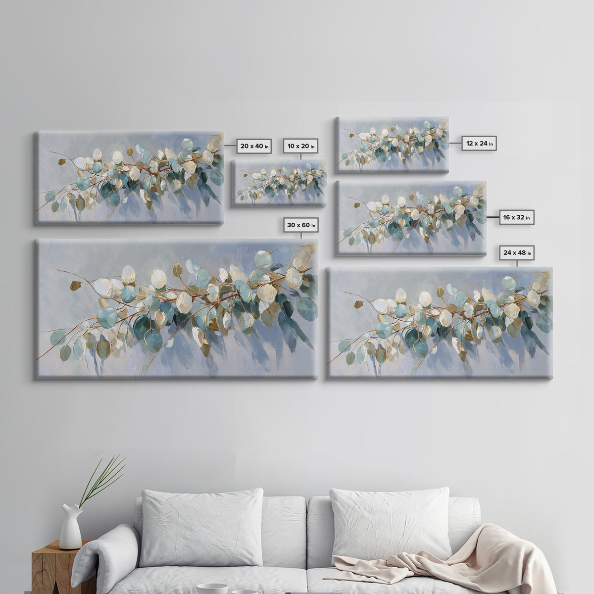 Clean Eucalyptus Leaf Study Canvas Print, Waiting Room Art, Printable Wall Art, Waiting Room Decor, Calm, Office Wall Decor, WRA-2x1-61
