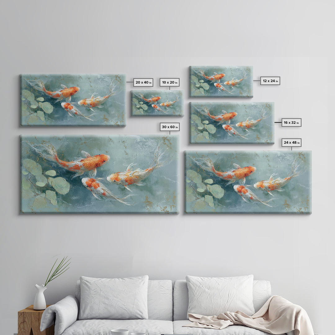Gentle Koi Fish Canvas Print, Waiting Room Art, Textured Painting, Waiting Room Decor, Watercolor Art, Calm, Printable Art, WRA-2x1-66