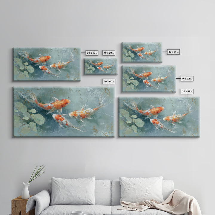 Gentle Koi Fish Canvas Print, Waiting Room Art, Textured Painting, Waiting Room Decor, Watercolor Art, Calm, Printable Art, WRA-2x1-66