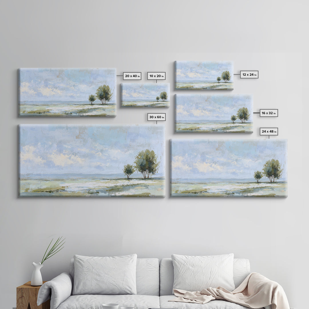 Open Field with Distant Tree Framed Canvas Print, Waiting Room Art, Dental Art, Waiting Room Decor, Fine Art, Calm, WRA-2x1-67