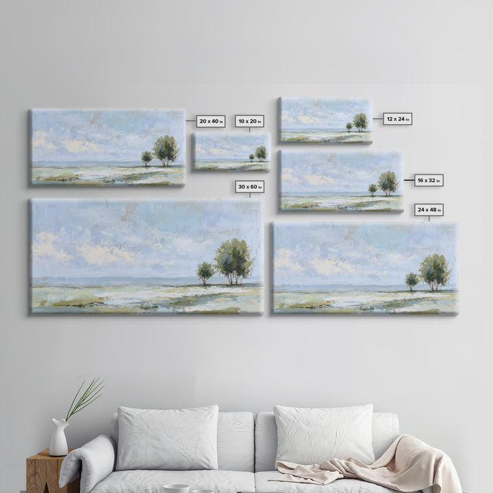 Open Field with Distant Tree Framed Canvas Print, Waiting Room Art, Dental Art, Waiting Room Decor, Fine Art, Calm, WRA-2x1-67