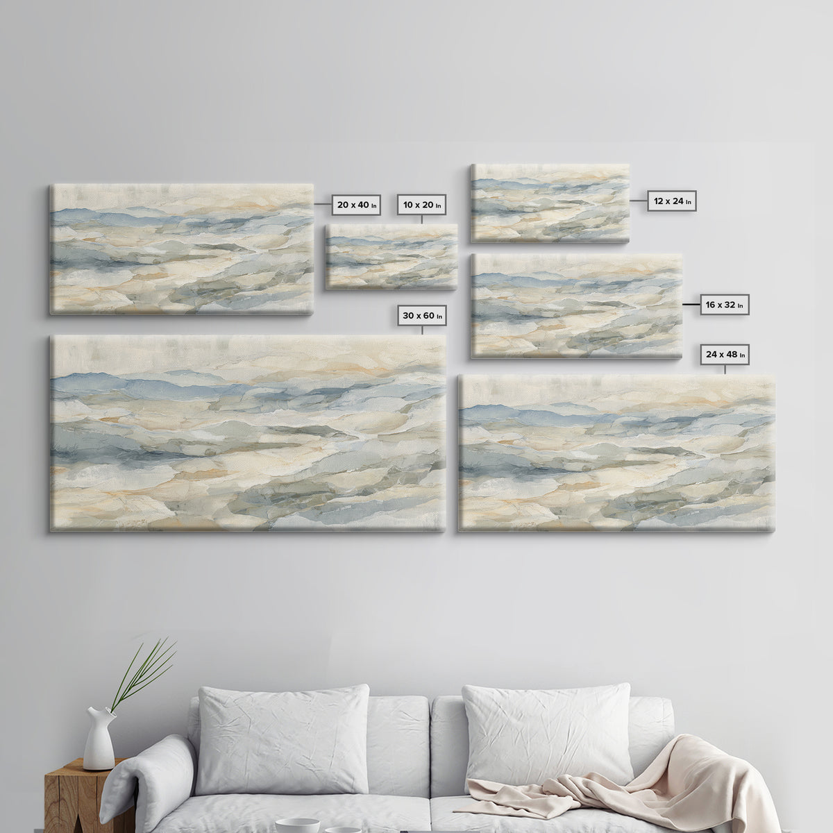 Light Marble Texture Abstract Canvas Print, Waiting Room Art, Bedroom Decor, Waiting Room Decor, Abstract Art, Calm, WRA-2x1-68