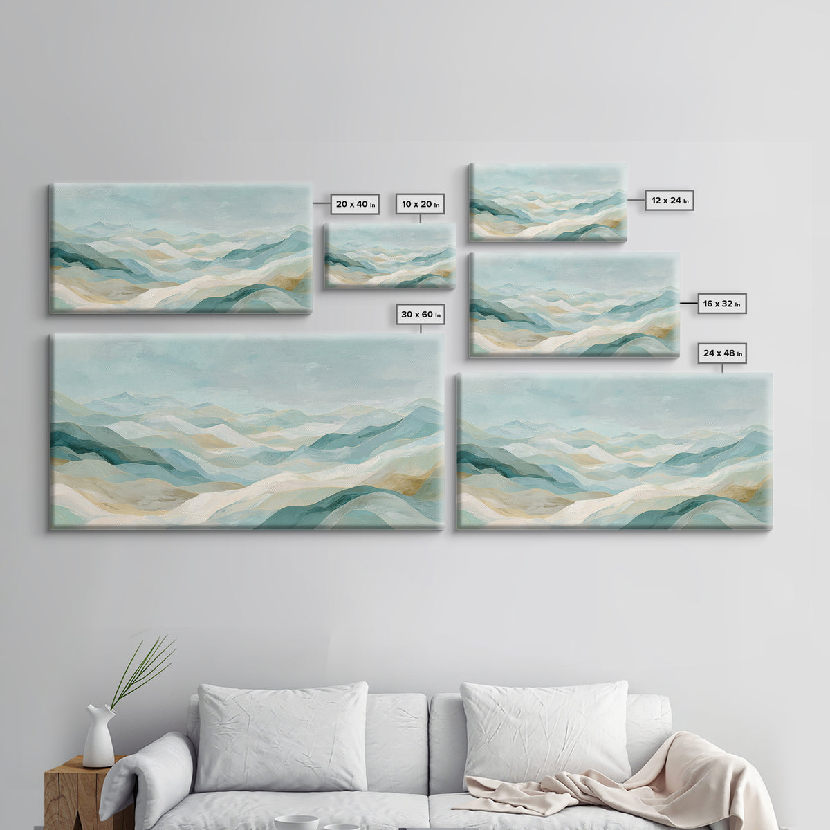 Soft Abstract Waves Canvas Print, Waiting Room Art, Wall Decor, Waiting Room Decor, Fine Art, Calm, Minimalist Wall Art, WRA-2x1-70