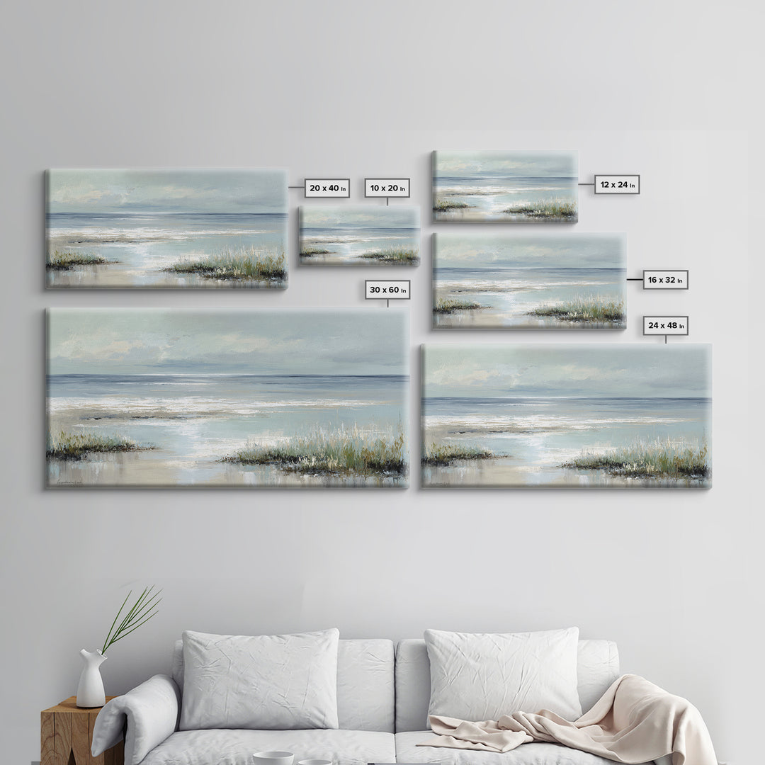 Coastal Horizon with Pale Sand and Water Canvas Print, Waiting Room Art, Bedroom Decor, Waiting Room Decor, Fine Art, Calm, WRA-2x1-77