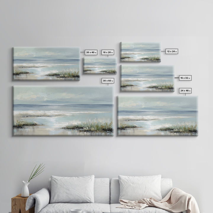 Coastal Horizon with Pale Sand and Water Canvas Print, Waiting Room Art, Bedroom Decor, Waiting Room Decor, Fine Art, Calm, WRA-2x1-77
