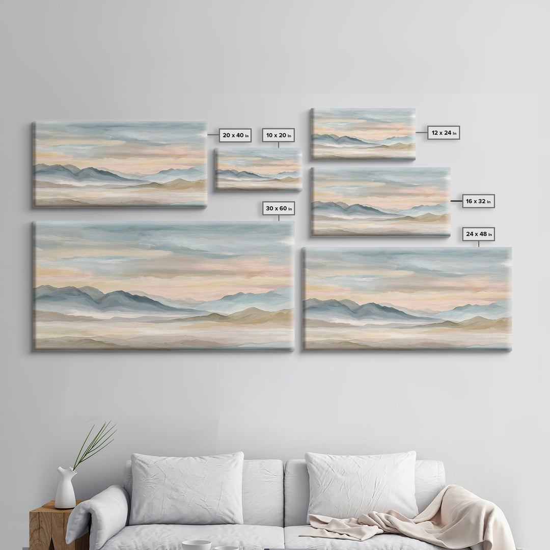 Warm Desert Sunrise Framed Canvas Print, Waiting Room Art, Printable Art, Waiting Room Decor, Watercolor Art, Calm, WRA-2x1-81