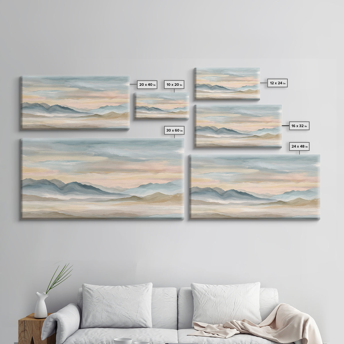 Warm Desert Sunrise Framed Canvas Print, Waiting Room Art, Printable Art, Waiting Room Decor, Watercolor Art, Calm, WRA-2x1-81