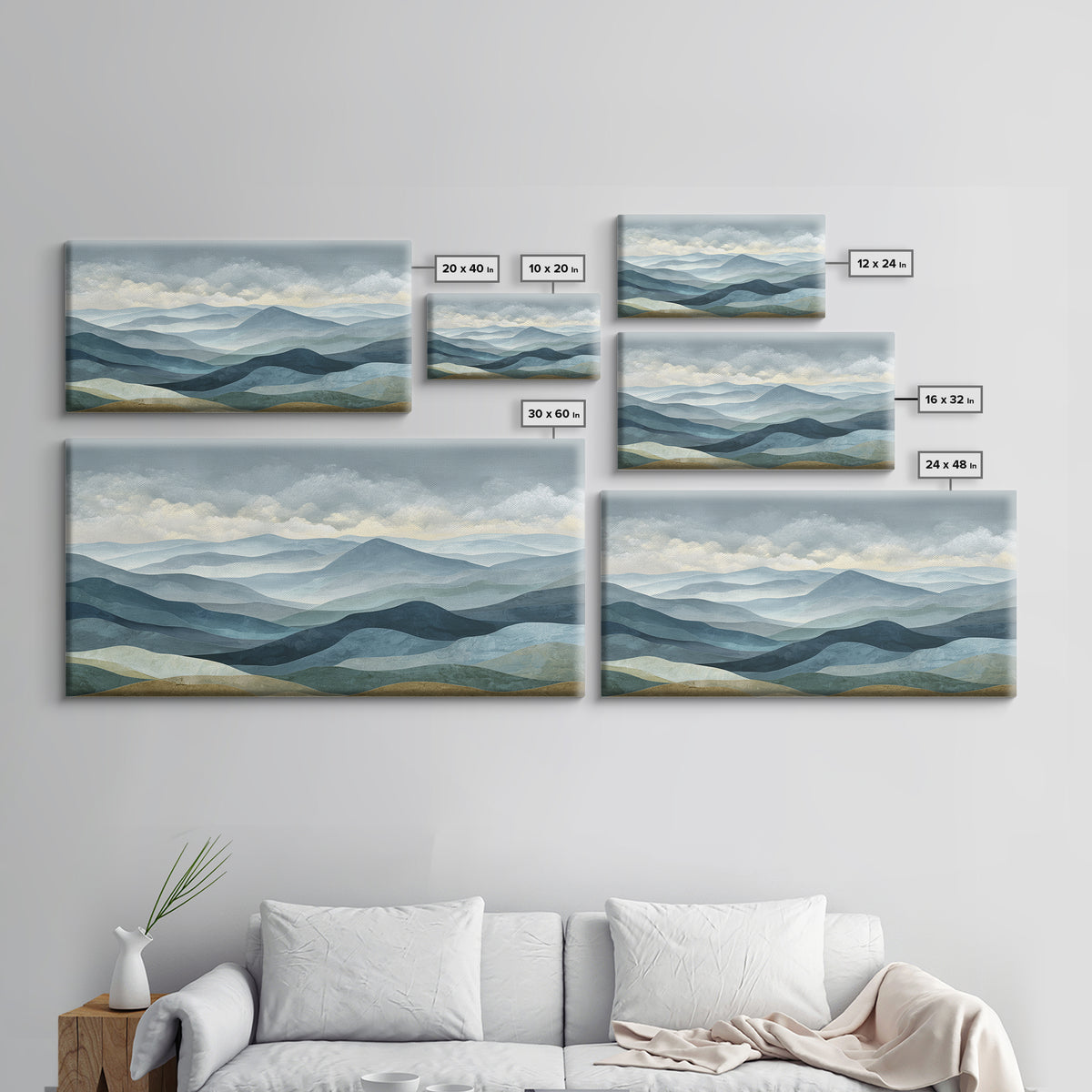 Simple Mountain Layers Canvas Print, Waiting Room Art, Wall Art, Waiting Room Decor, Fine Art, Calm, Floral Wall Art, WRA-2x1-82