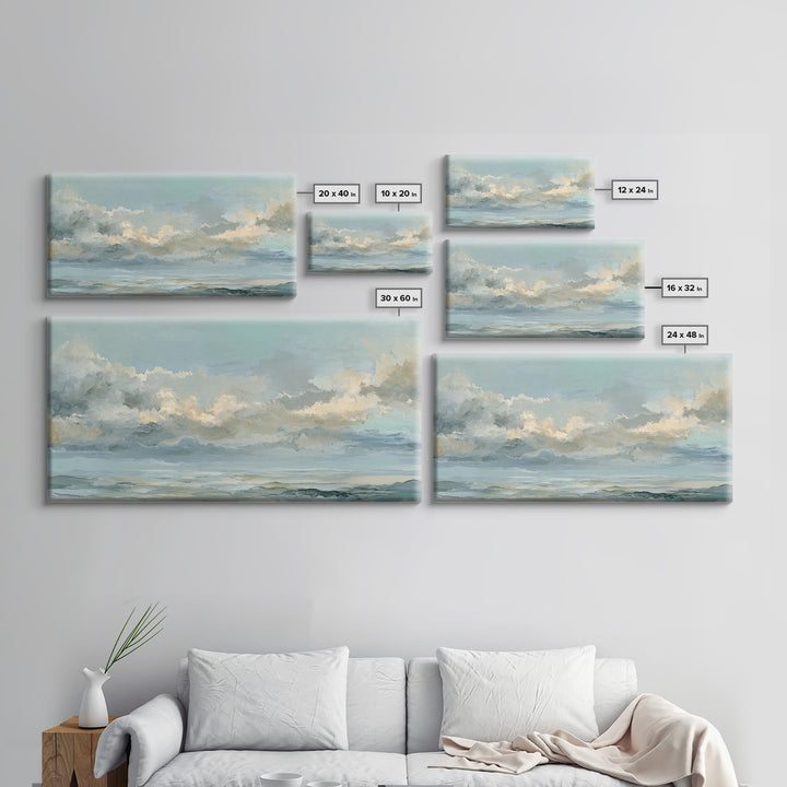 Large Cloudscape with Hopeful Light Framed Canvas Print, Waiting Room Art, Gallery Wall Art, Waiting Room Decor, Fine Art, Calm, WRA-2x1-84