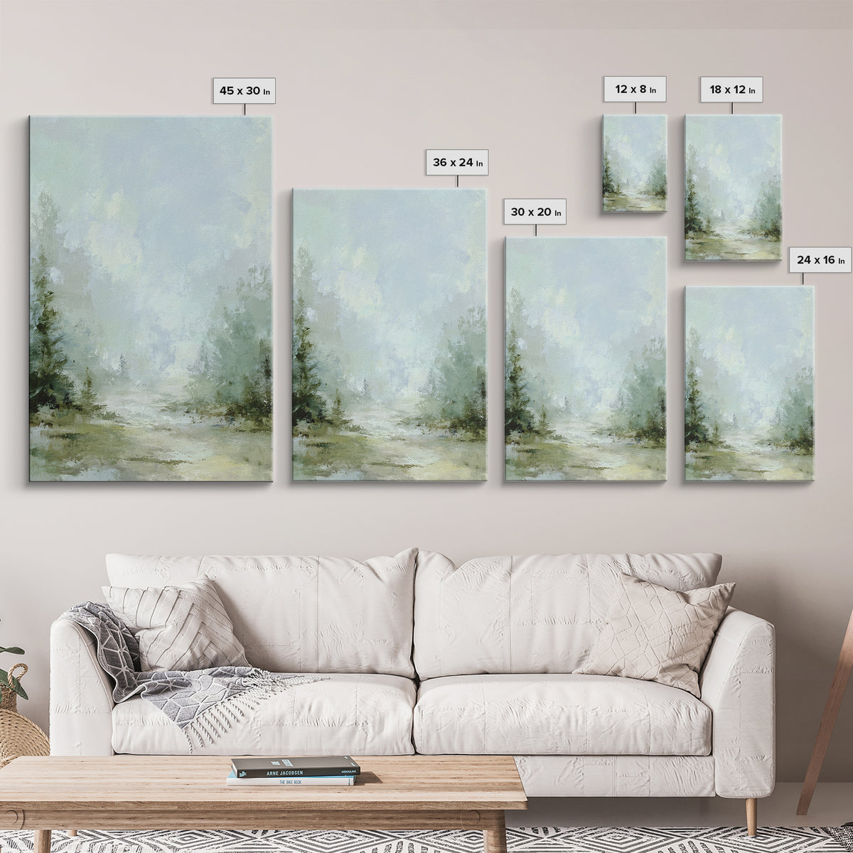 Misty Forest Path Framed Canvas Print, Waiting Room Art, Neutral Decor, Waiting Room Decor, Fine Art, Calm, Wall Art, WRA-2x3-19