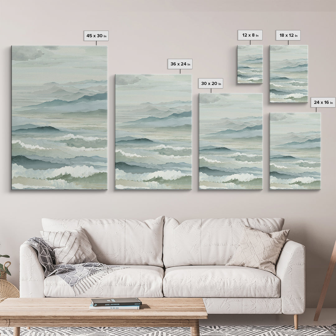 Simple Mountain Layers Framed Canvas Print, Waiting Room Art, Textured Painting, Waiting Room Decor, Calm, Printable Art, WRA-2x3-22