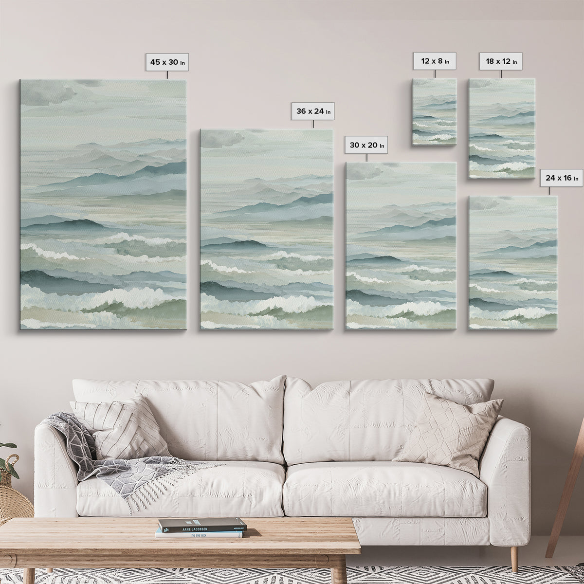 Simple Mountain Layers Framed Canvas Print, Waiting Room Art, Textured Painting, Waiting Room Decor, Calm, Printable Art, WRA-2x3-22