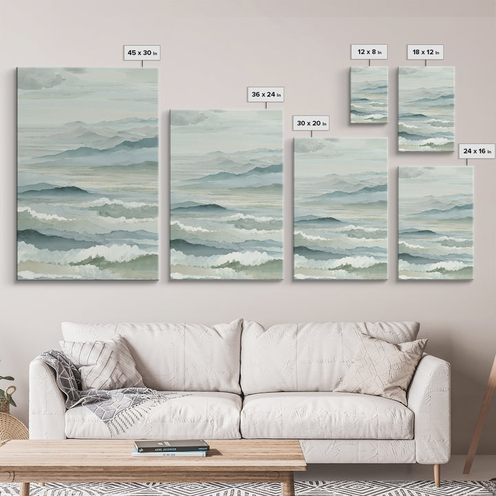 Simple Mountain Layers Framed Canvas Print, Waiting Room Art, Textured Painting, Waiting Room Decor, Calm, Printable Art, WRA-2x3-22