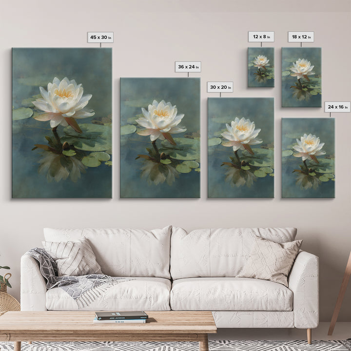 Lotus Flower on Still Water Canvas Print, Waiting Room Art, Art Print, Waiting Room Decor, Fine Art, Calm, Abstract Art, WRA-2x3-23