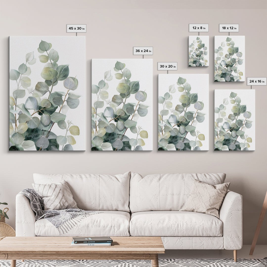 Clean Eucalyptus Leaf Study Framed Canvas Print, Waiting Room Art, Wall Art, Waiting Room Decor, Oil Painting, Calm, WRA-2x3-25
