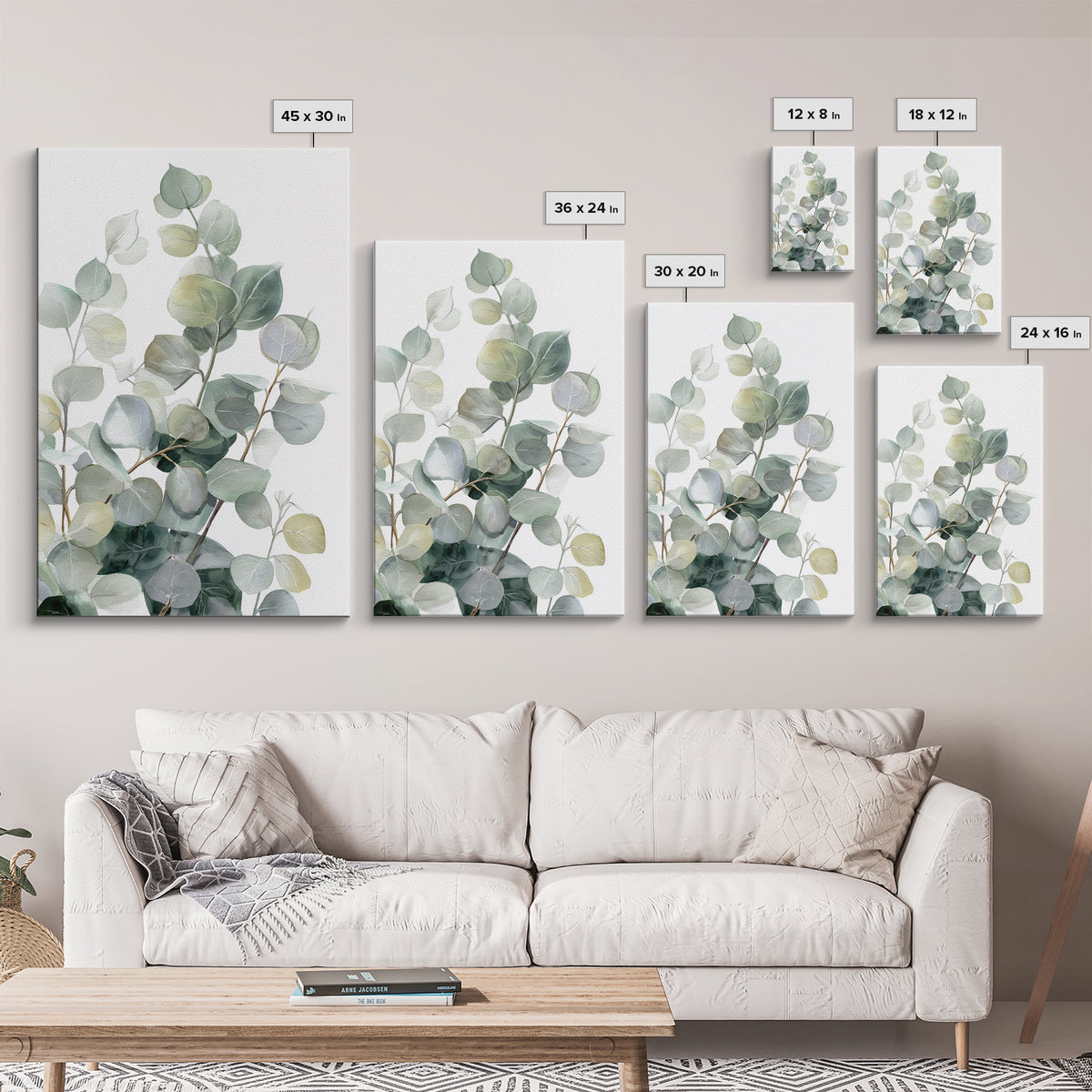 Clean Eucalyptus Leaf Study Framed Canvas Print, Waiting Room Art, Wall Art, Waiting Room Decor, Oil Painting, Calm, WRA-2x3-25