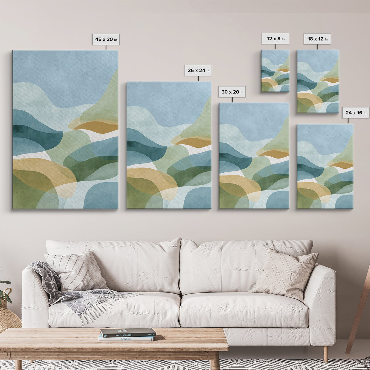 Pastel Rainbow Shapes for Pediatric Spaces Framed Canvas Print, Waiting Room Art, Boho Decor, Waiting Room Decor, Calm, WRA-2x3-26