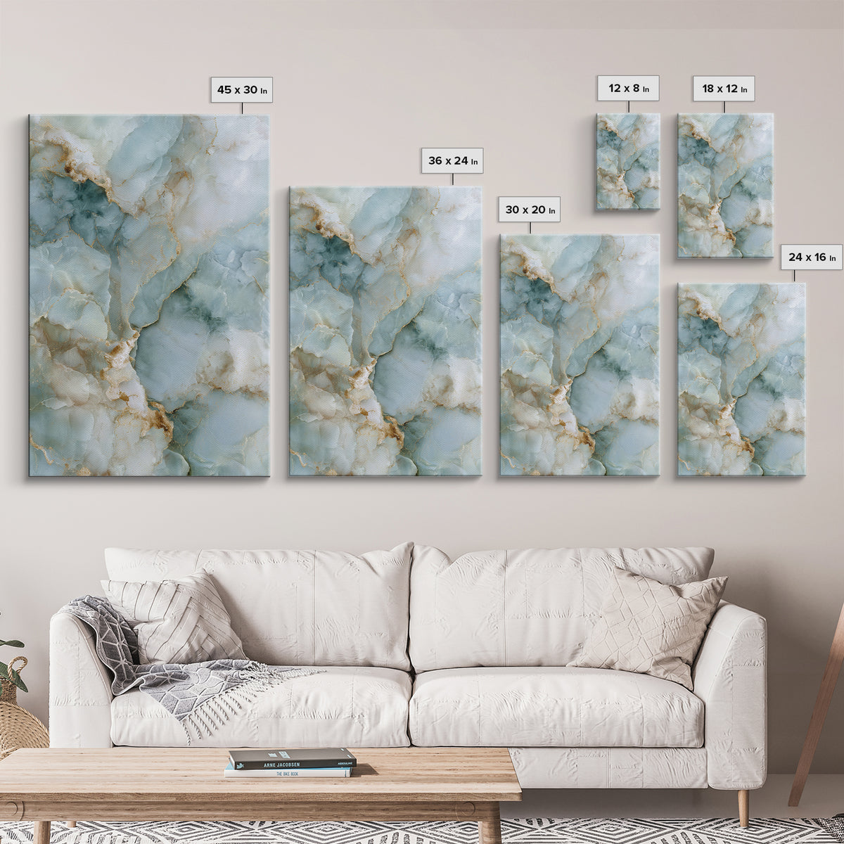 Light Marble Texture Abstract Canvas Print, Waiting Room Art, Therapy Office Decor, Waiting Room Decor, Abstract Art, Calm, WRA-2x3-32