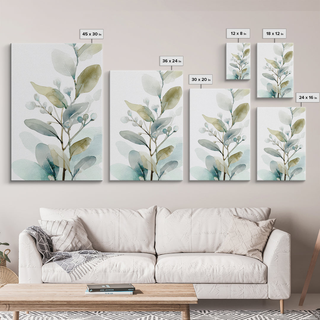 Neutral Botanical Branch Canvas Print, Waiting Room Art, Waiting Room Decor, Watercolor Art, Calm, Office Wall Art, WRA-2x3-35